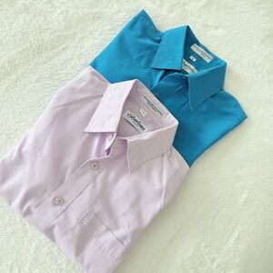 Berlioni Italy Boys 2 Pack Dress Shirts Size 6 Turquoise Blue Lavender Purple
